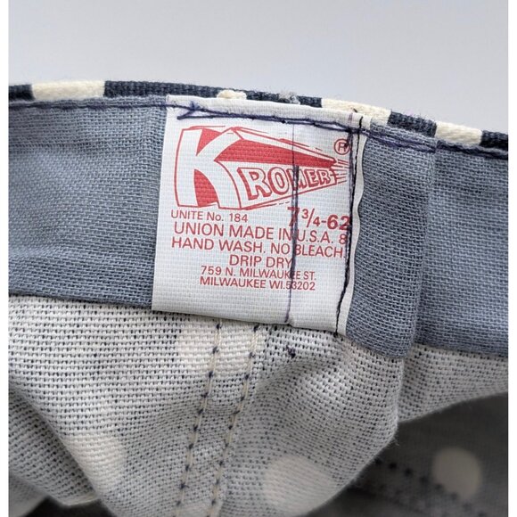 VTG Kromer KlothKap Blue Polka Dot Fitted Hat 7 3/4 Welding Cap Vintage Welder - Picture 5 of 5